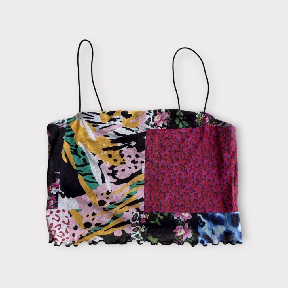 Euro Desigual Multicolor Patchwork Mesh Camisole S